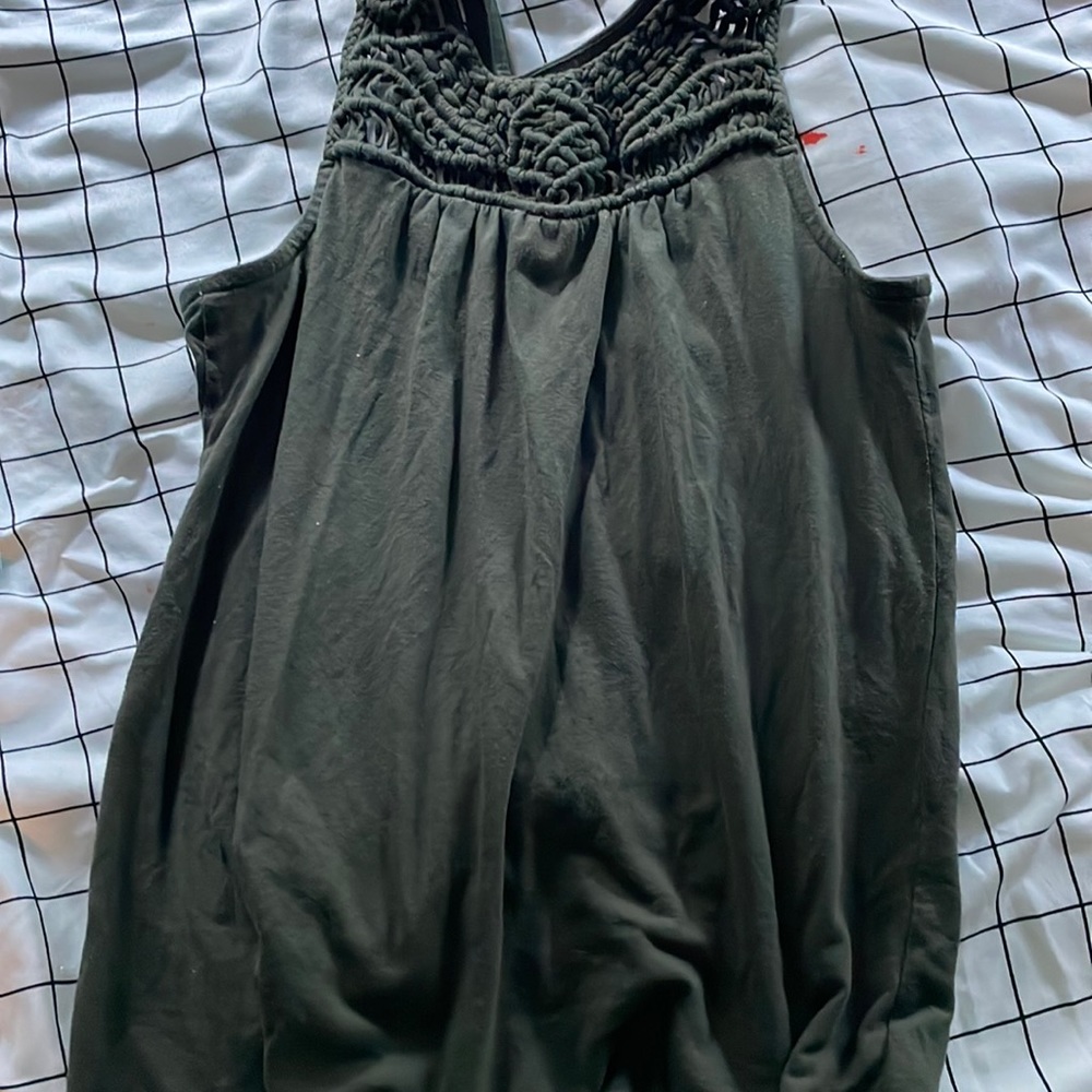 Olive crochet tank